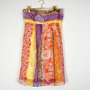 Alice + Olivia Strapless Cocktail Dress in Purple and Orange